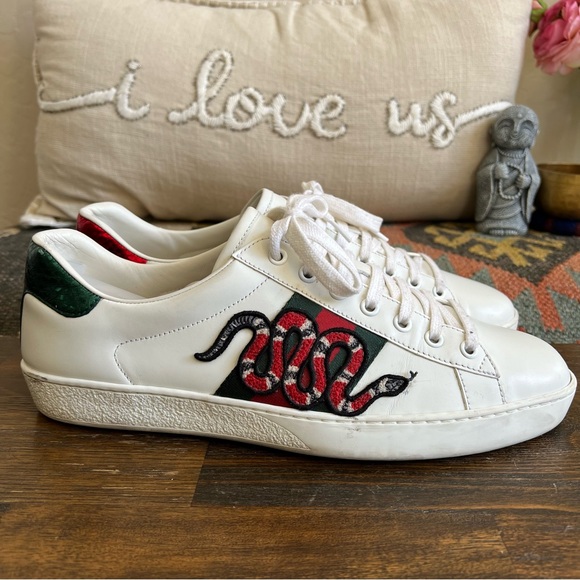 GUCCI Ace Kingsnake Embroidered Mens Sneakers 9 (US9.5) - Picture 3 of 16